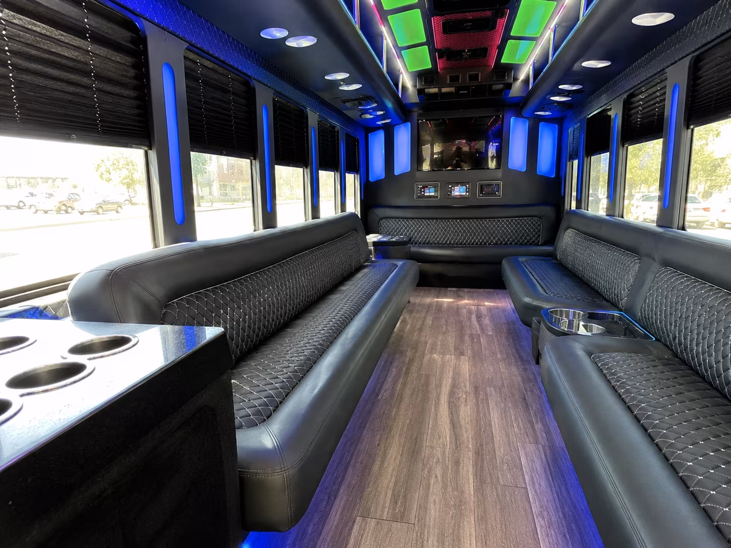 lodi 15 passenger party bus inside