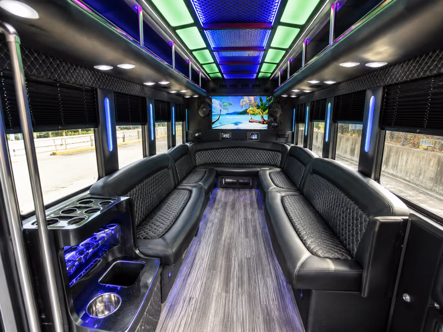 lodi 18 passenger party bus inside