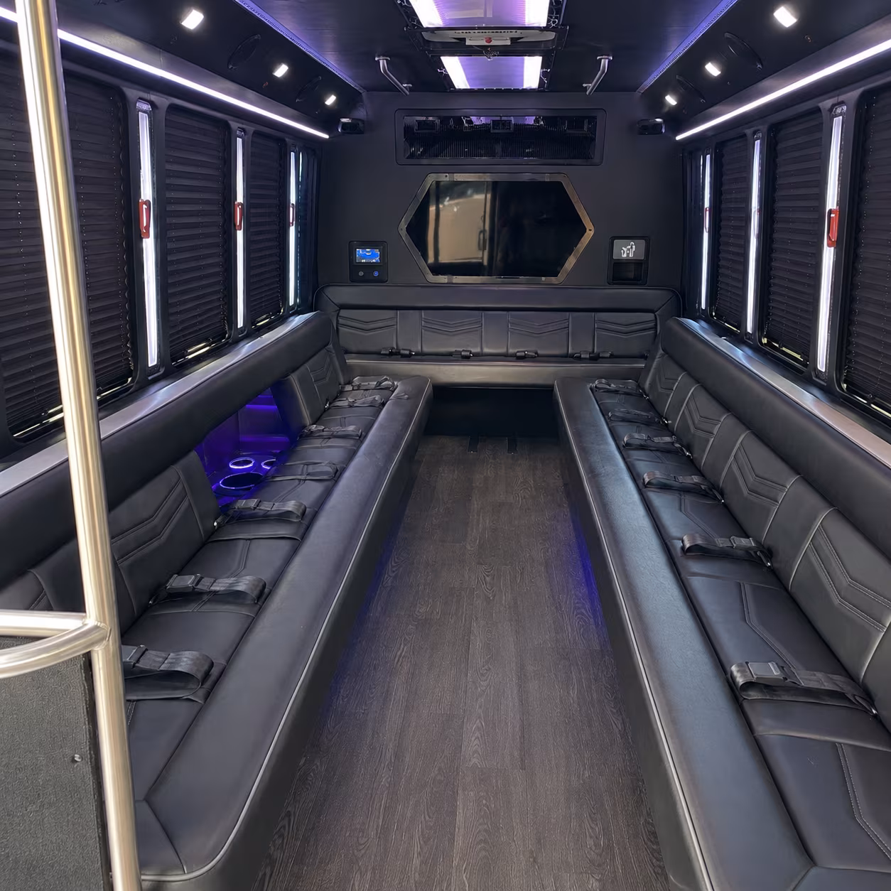 lodi 18 passenger party bus interior