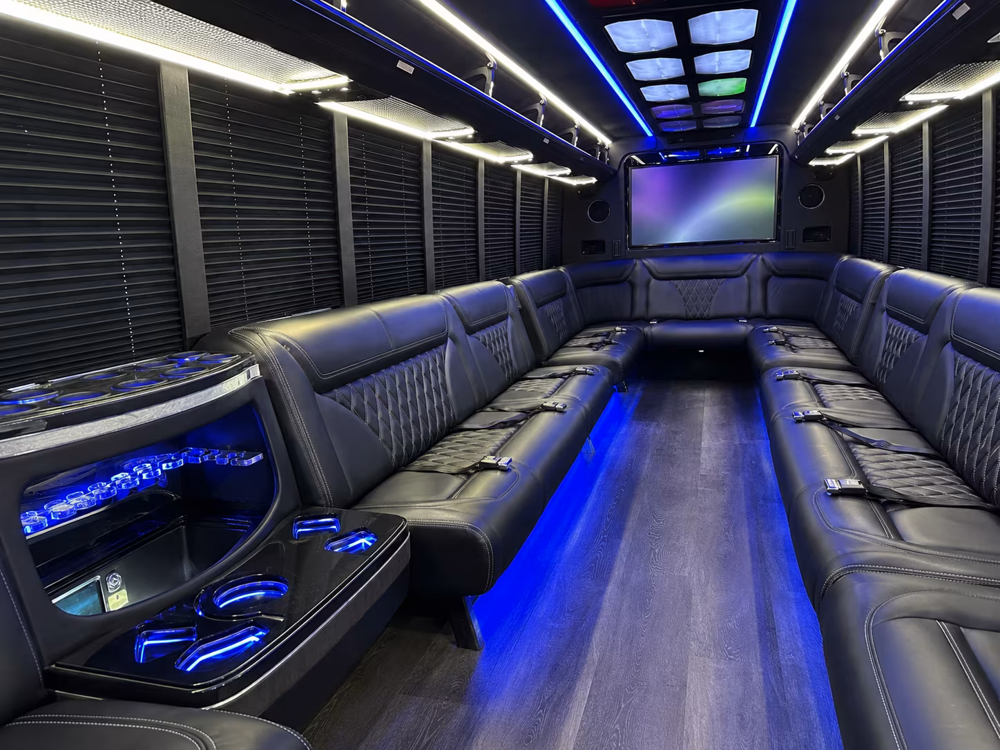 lodi 20 passenger party bus inside