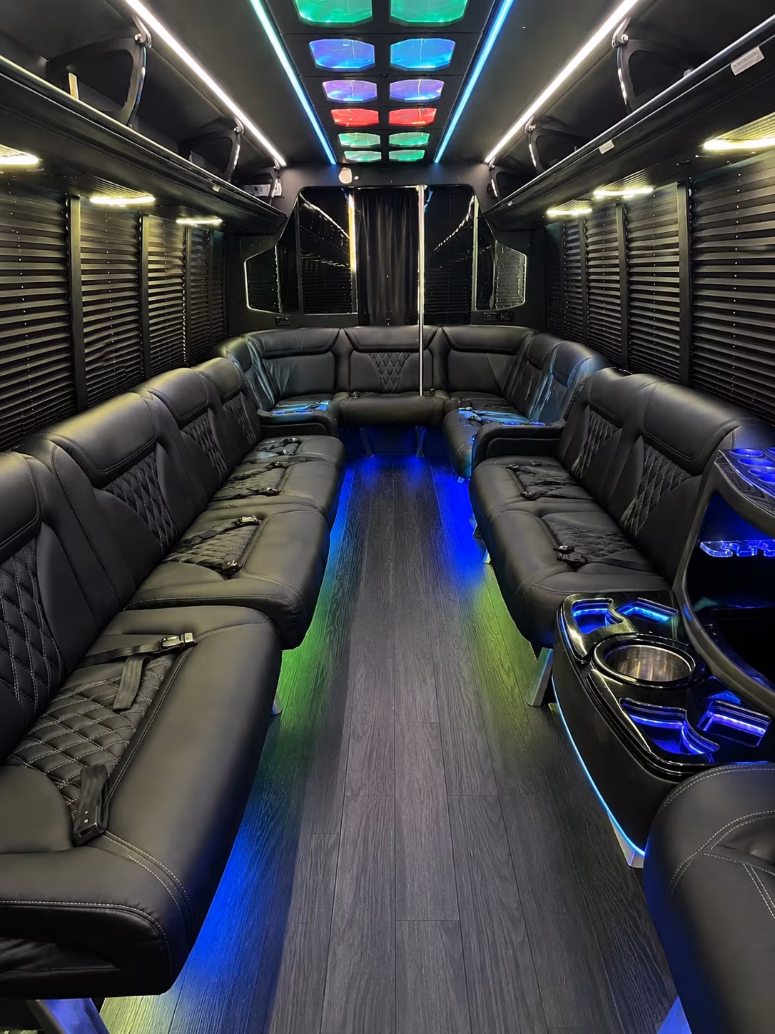 lodi 20 passenger party bus interior