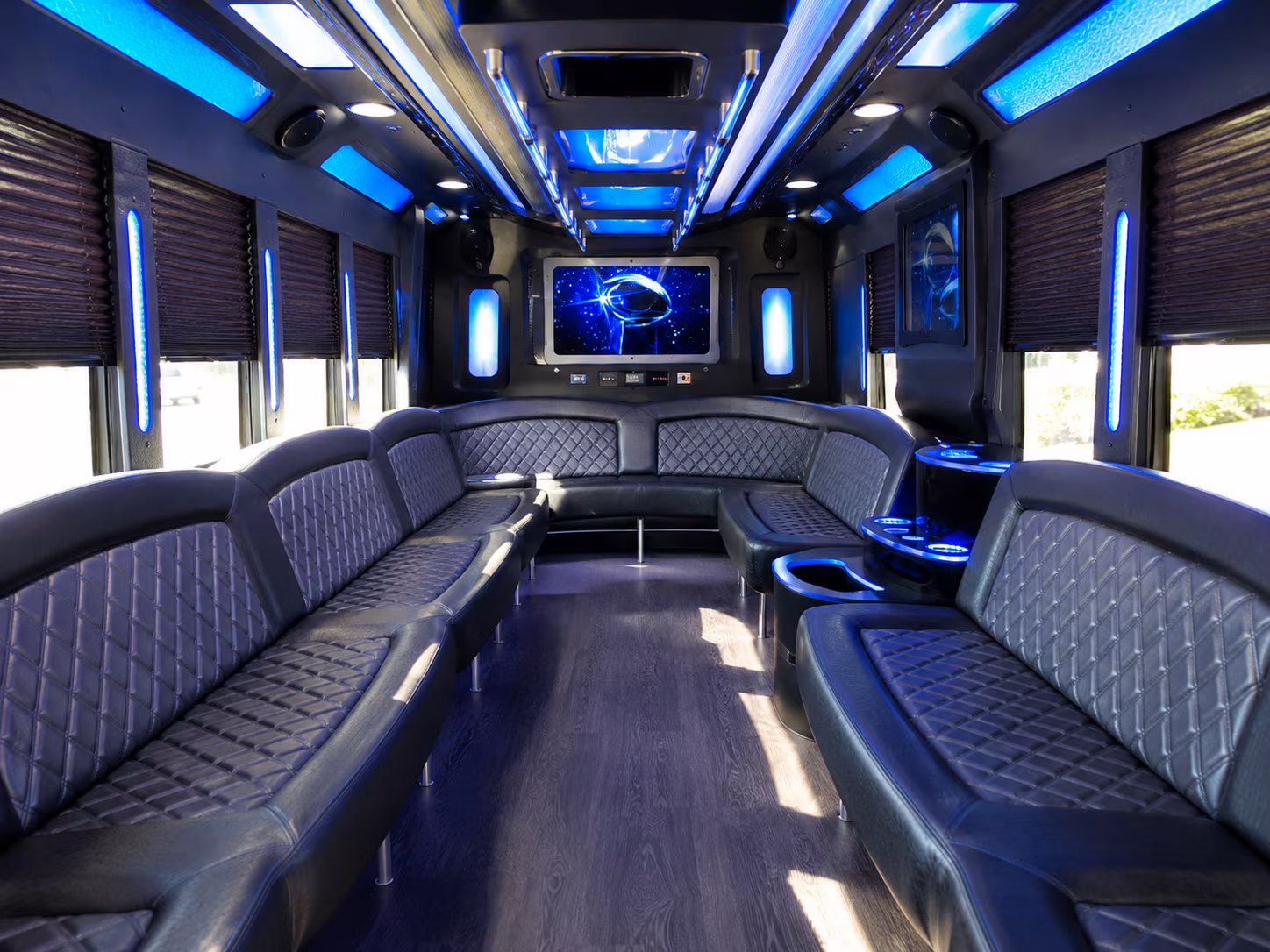 lodi 28 passenger party bus inside