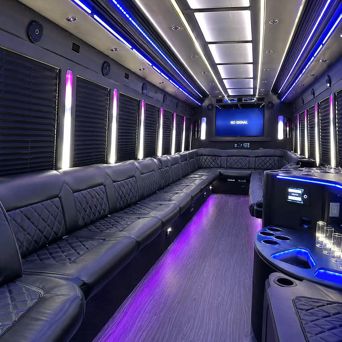 lodi 30 passenger party bus inside