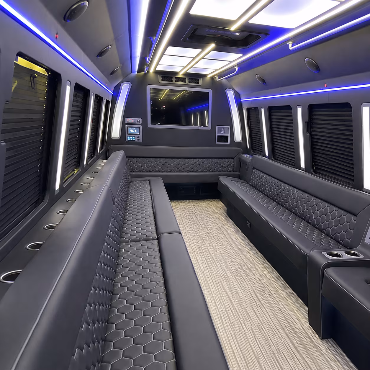 lodi 40 passenger party bus inside